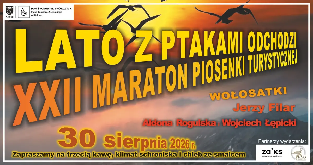 LATO Z PTAKAMI ODCHODZI – XXII Maraton Piosenki Turystycznej i Poetyckiej — Pałacyk Zielinskiego w Kielcach, Kielce