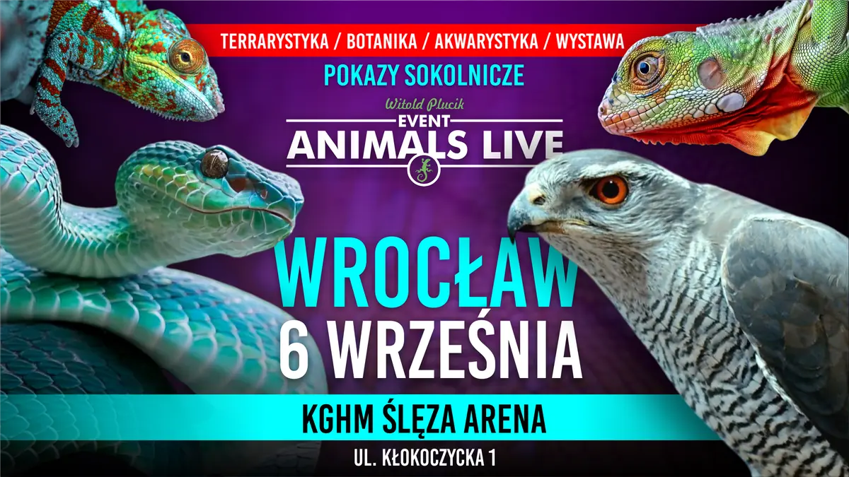 Animals Live Wrocław September 6, 2026 - Terrariums & Falconry & Aquariums & Botany — KGHM Ślęza Arena, Wrocław
