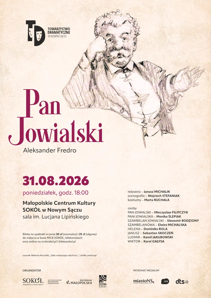 Pan Jowialski - Theater der Dramatischen Gesellschaft | SCENA SOKÓŁ — Małopolskie Centrum Kultury „SOKÓŁ” w Nowym Sączu, Nowy Sącz