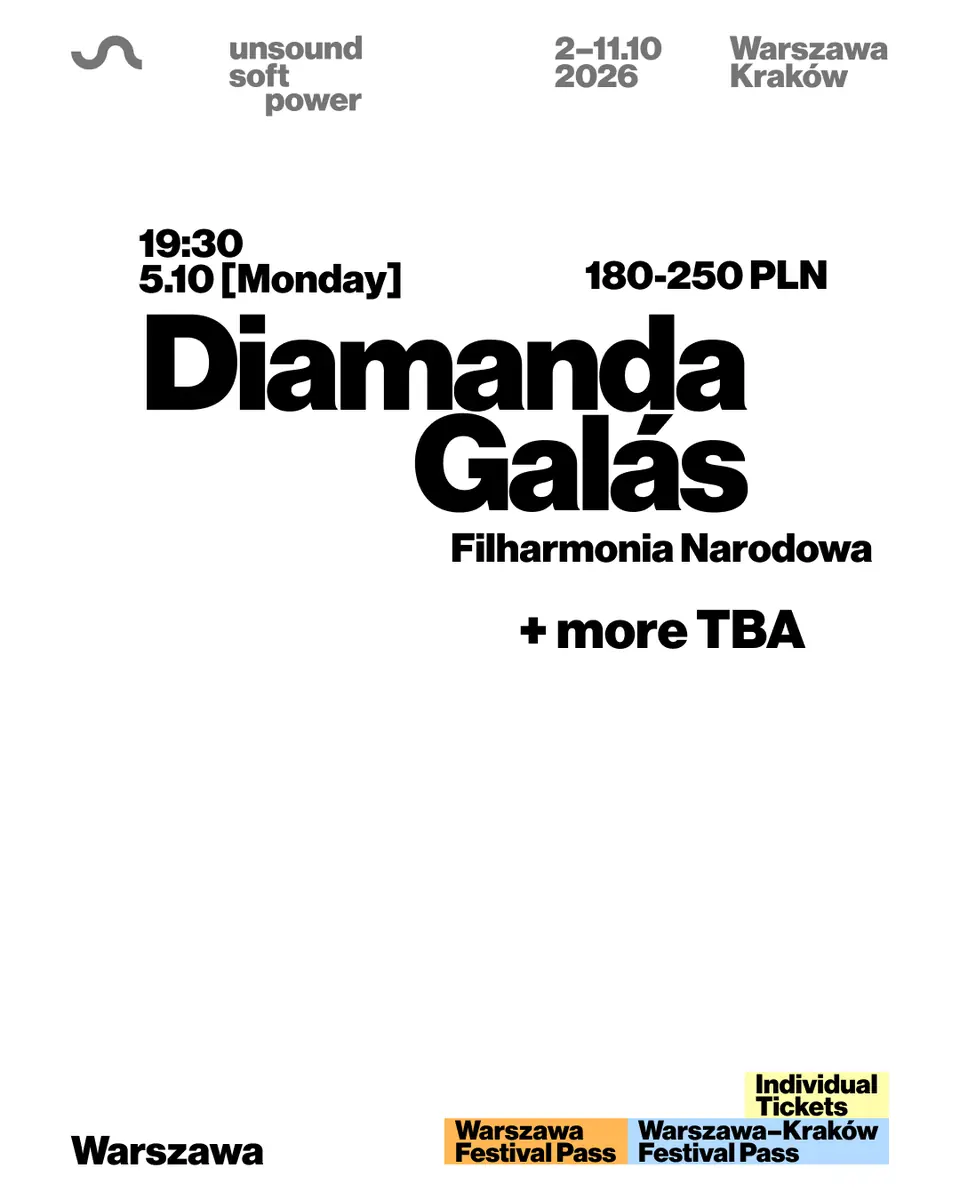 Unsound Warszawa 2026: Diamanda Galás — Filharmonia Narodowa, Варшава