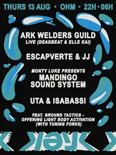 Ark Welders Guild (Deadbeat & Elle Kai), Monty Luke: Mandingo Sound System, Isabassi & Uta, JJ