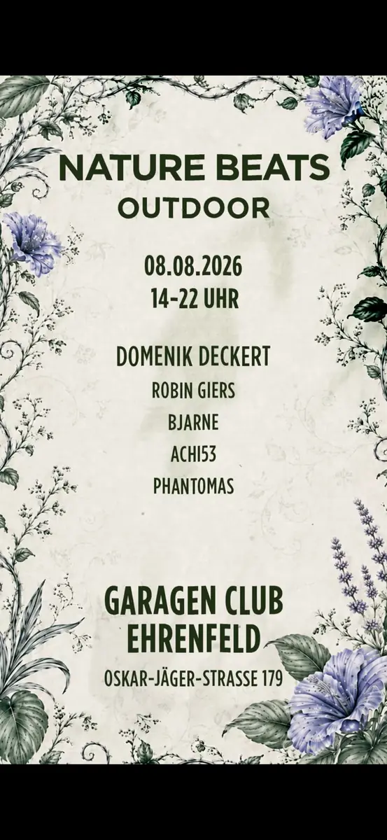 NatureBeats Outdoor — Garagen Club, Cologne