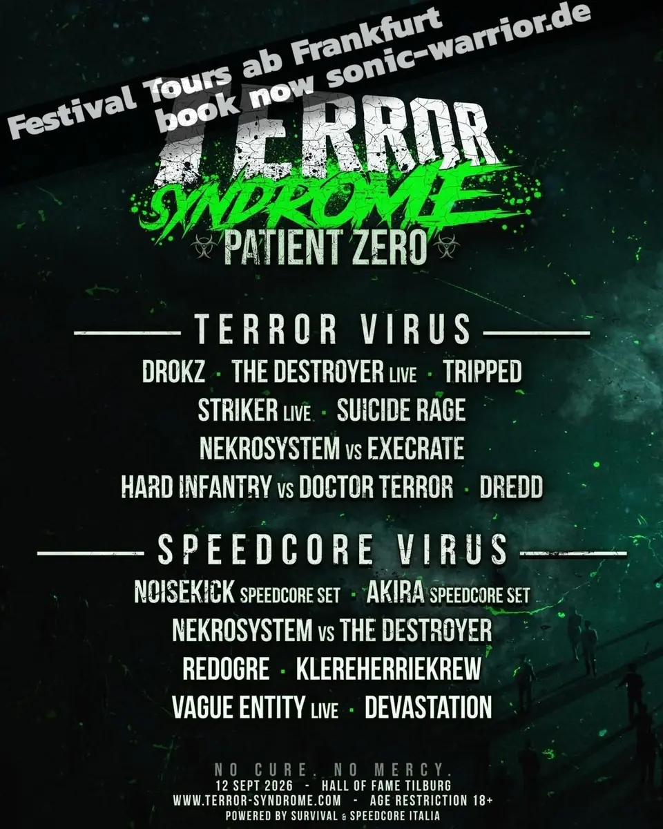 Bus zur Terror Syndrome — P36 Terminal 1 Busparkplatz  / Sonic-Warrior Festival Tours Abfahrt, Frankfurt