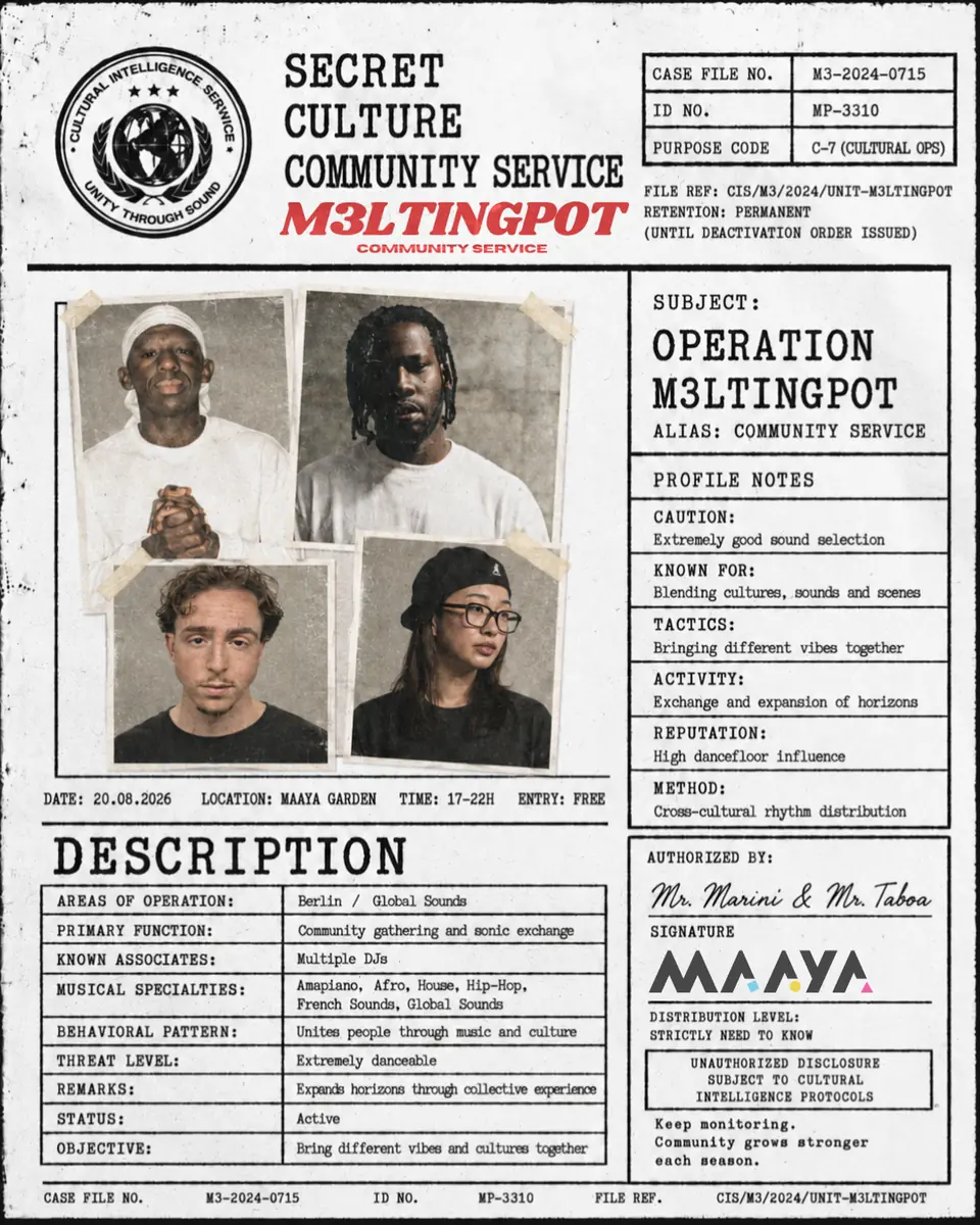 OPERATION M3LTINGPOT: COMMUNITY SERVICE — Maaya, Берлин