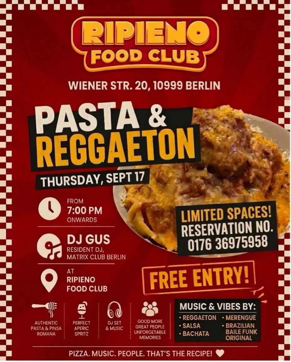 Pasta & Reggaeton — Ripieno Food Club, Berlin