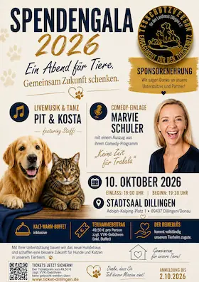 Spendengala 2026 - Tierschutzverein für den Landkreis Dillingen e.V. — Stadtsaal am Kolpingplatz, Dillingen an der Donau