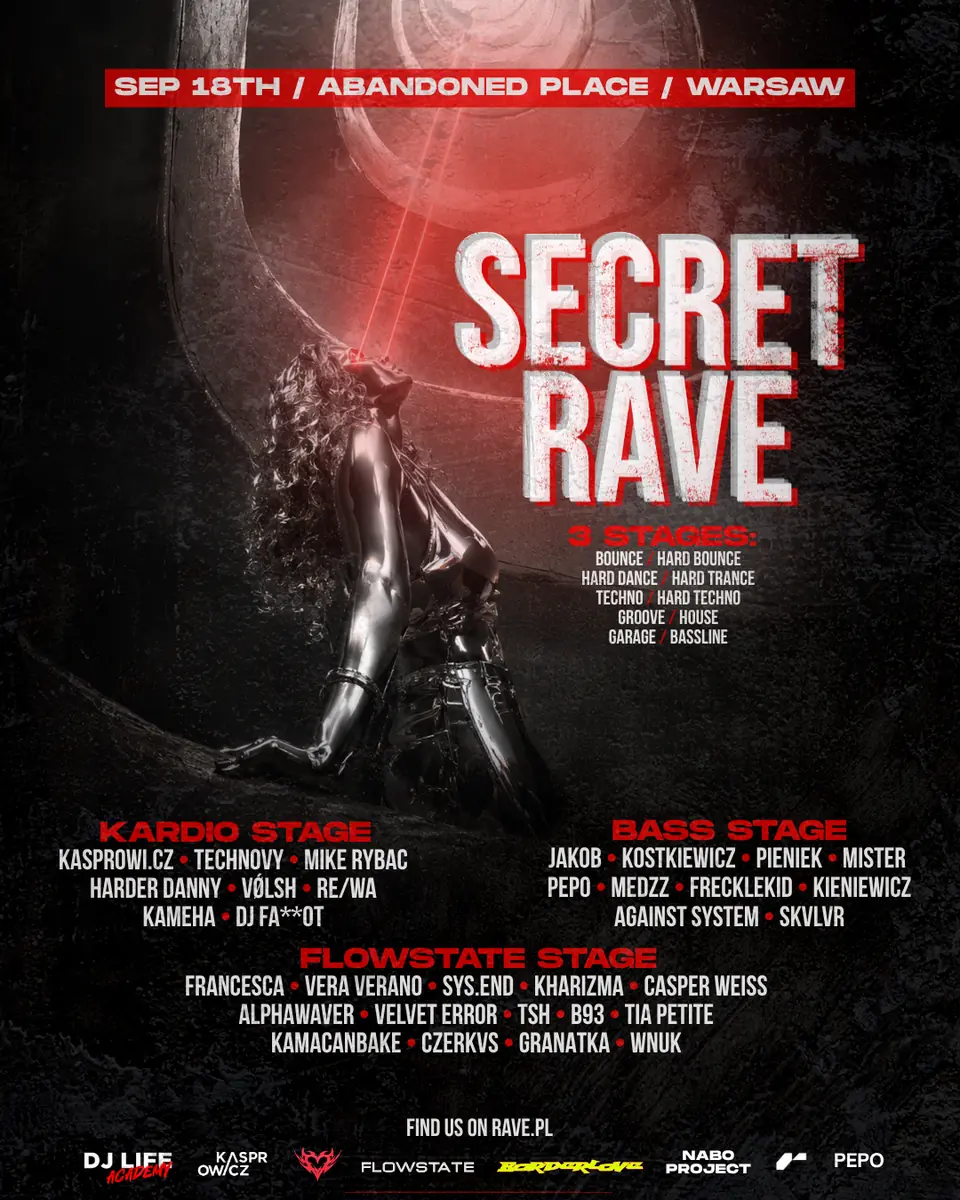 SECRET RAVE - ABANDONED BUILDING - 3 STAGES - 32 DJs — Варшава