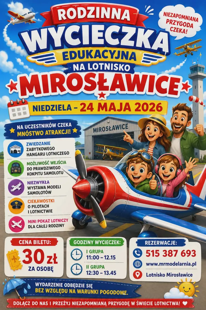 Familienbildungsausflug für Kinder und Eltern auf dem Flugplatz Mirosławice — Lotnisko Mirosławice, Breslau