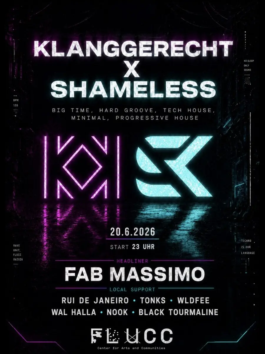 Klanggerecht X Shameless present Fab Massimo — FLUCC, Vídeň
