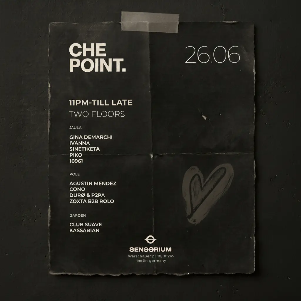 CHE POINT by Gina Demarchi, Cono, Ivanna, 10961, Sinetiketa, Zoxta b2b Rolo and More — Sensorium, Berlín