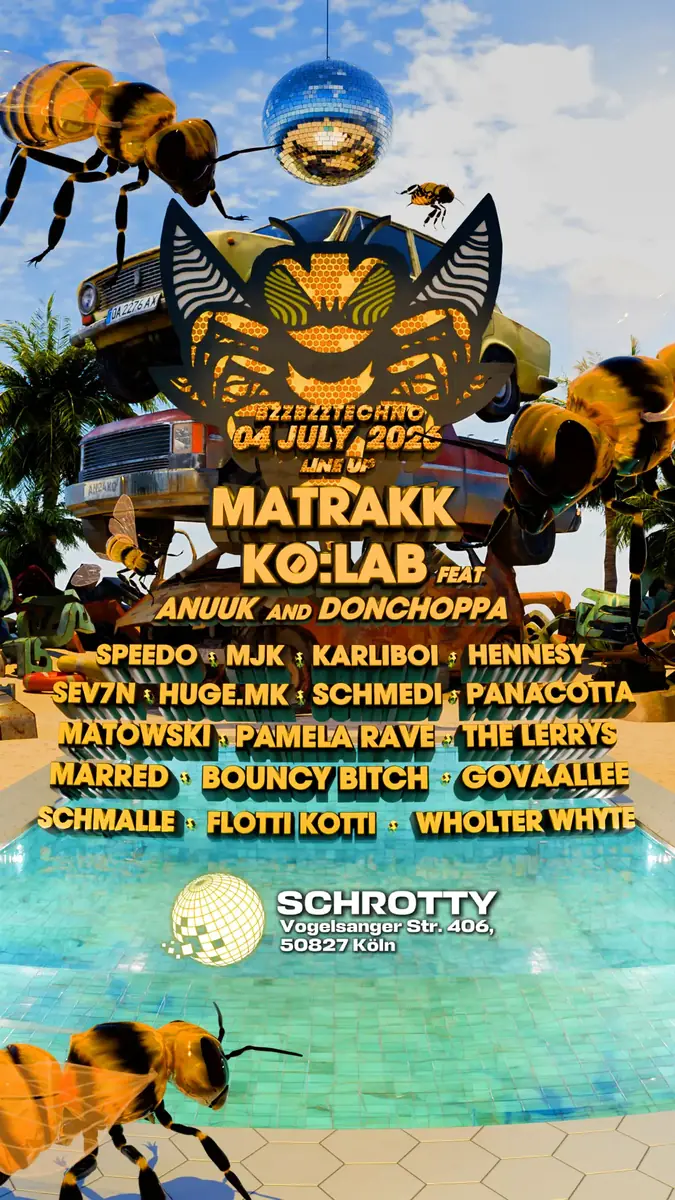 BZZBZZ TECHNO with MATRAKK, Kø:lab feat Anuuk & DonChoppa — Schrotty, Köln