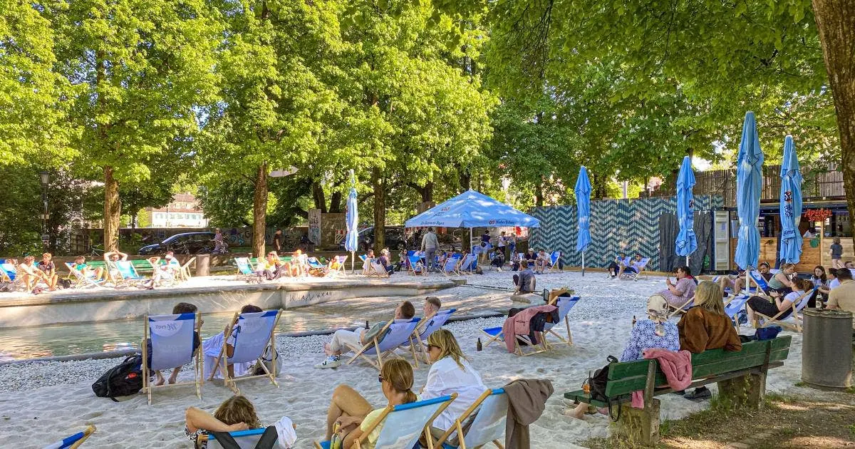 Kulturstrand an der Isar 2026: co oferuje — Vater-Rhein-Brunnen, Monachium