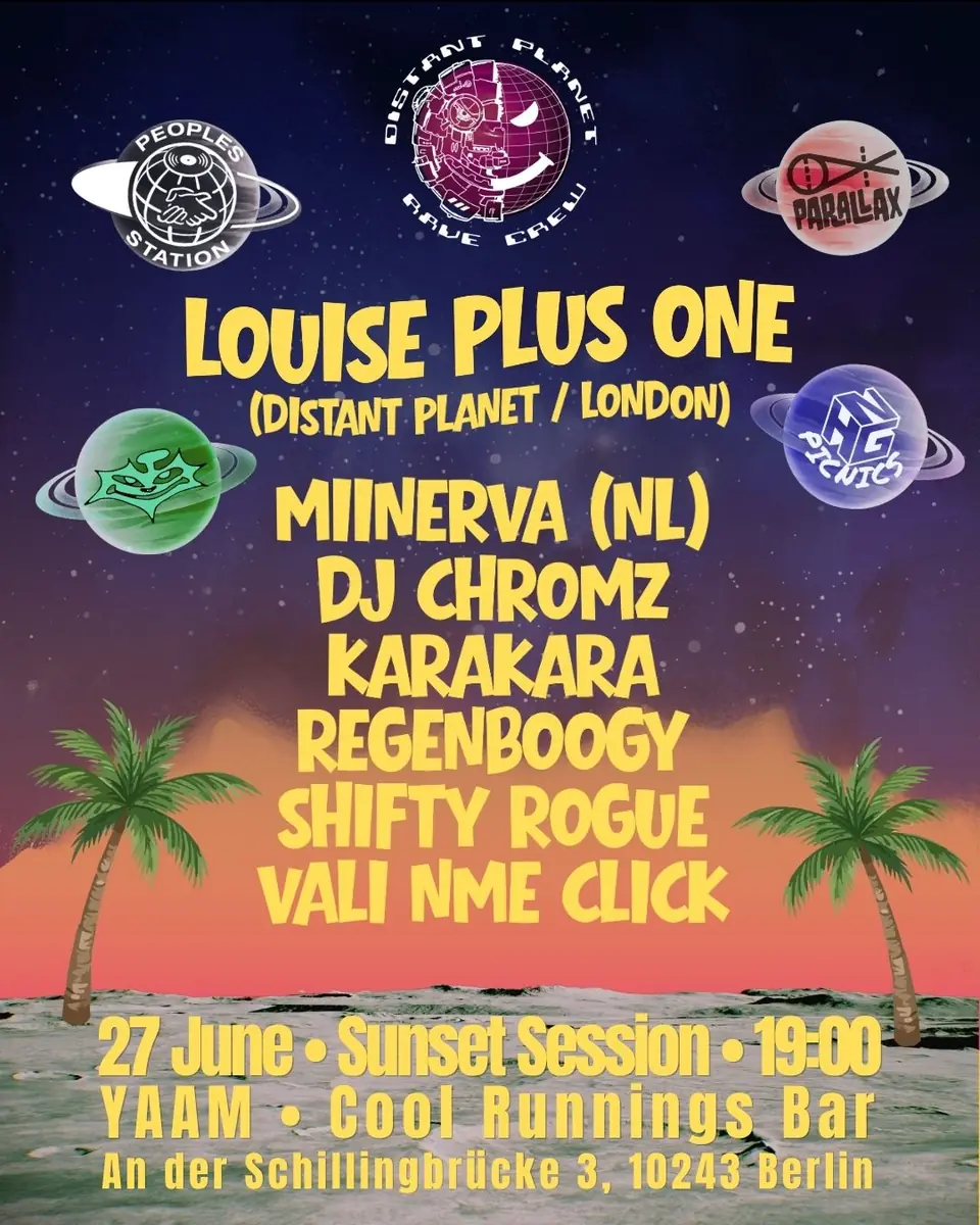 Sunset Jungle Session with Louise+1 (Distant Planet), MIINERVA, DJ Chromz — YAAM Berlin, Berlin
