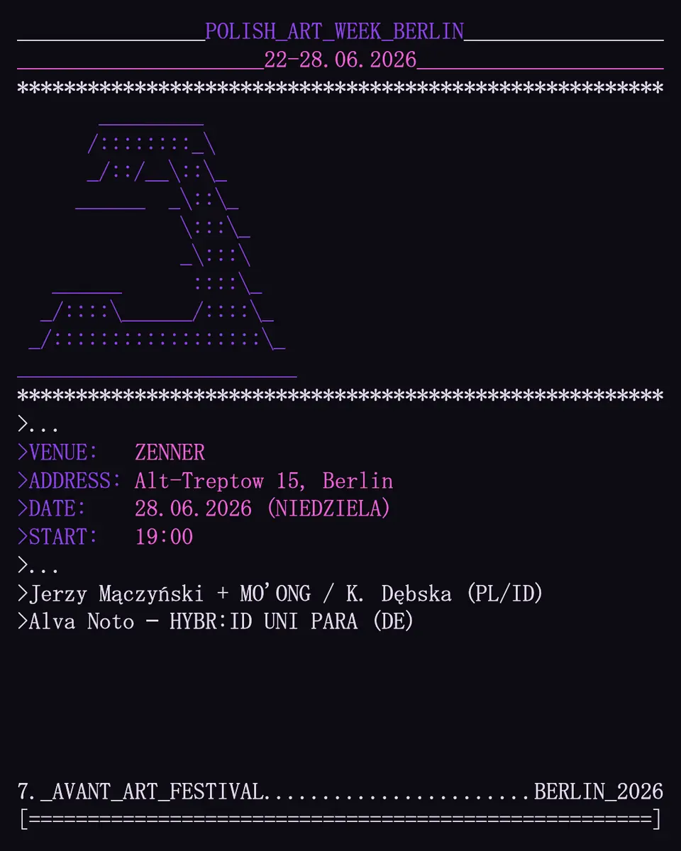 Alva Noto - HYBR:ID UNI PARA / Jerzy Mączyński & J.MO'ONG SANTOSO PRIBADI AV, Katarzyna Dębska — ZENNER, Berlin