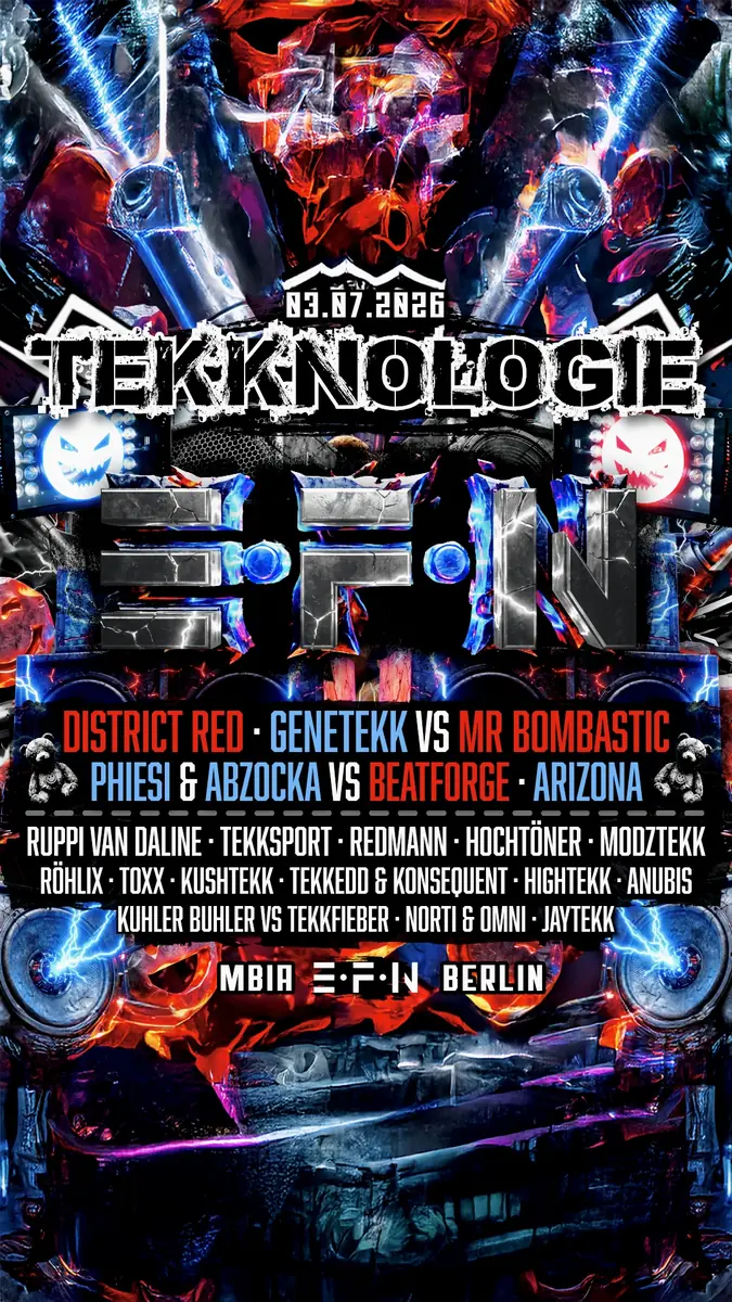 TEKKNOLOGIE • DISTRICT RED • GENETEKK & MR BOMBASTIC • PHISIE & ABZOCKA & BEATFORGE — M-BIA, Berlin