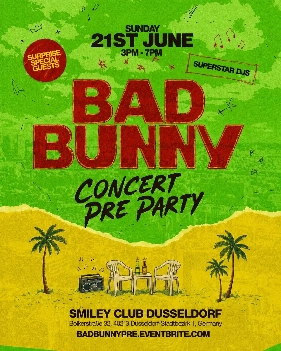 BAD BUNNY PRE-PARTY - DÜSSELDORF — Smiley Club Dusseldorf, Дюссельдорф