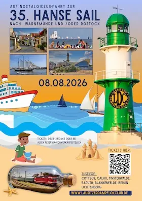 "Neptun-Express" to Hanse Sail in Warnemünde — Hauptbahnhof Cottbus, Cottbus