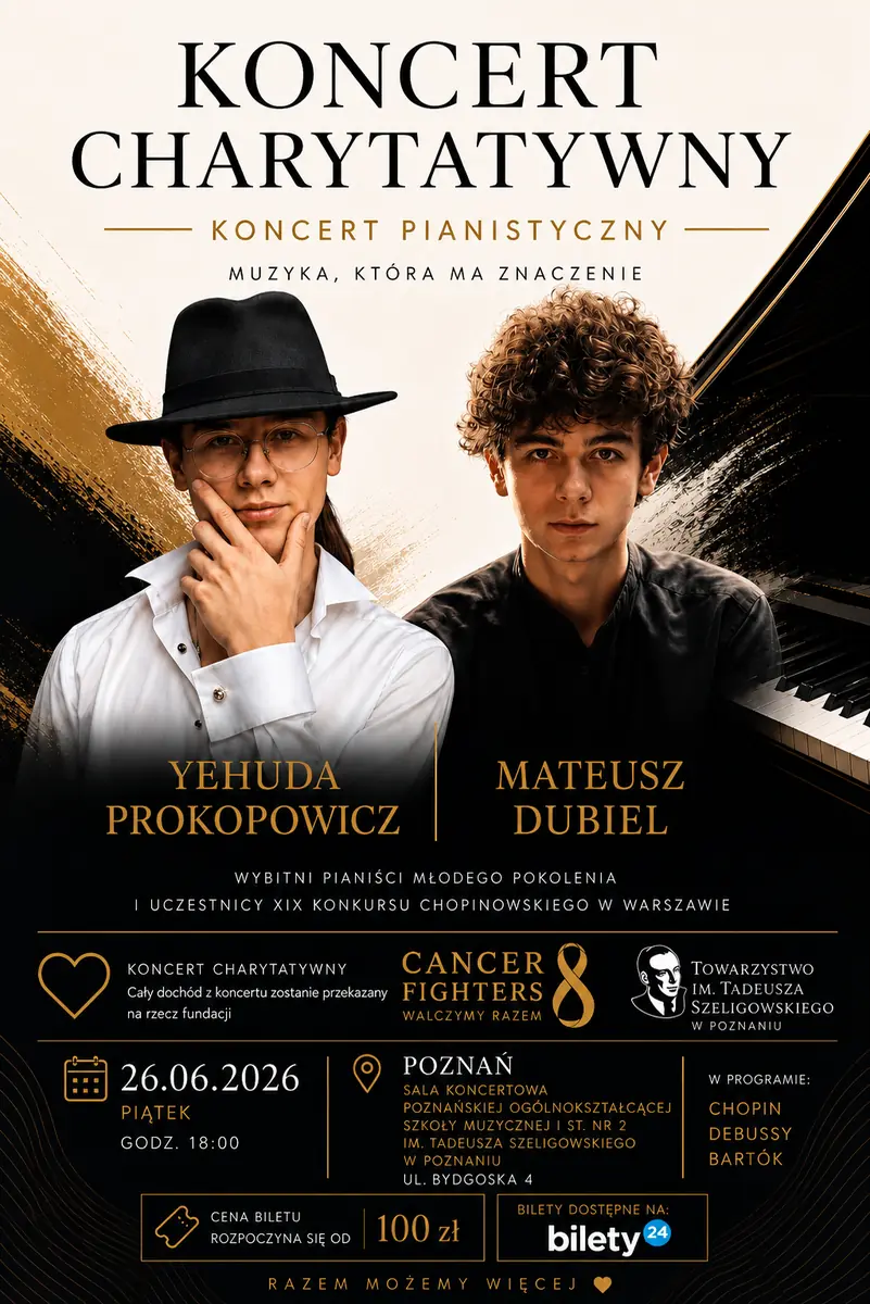 Koncert Charytatywny Yehuda Prokopowicz, Mateusz Dubiel — Poznańska Ogólnokształcąca Szkoła Muzyczna I stopnia nr. 2 im. T. Szeligowskiego, Poznań