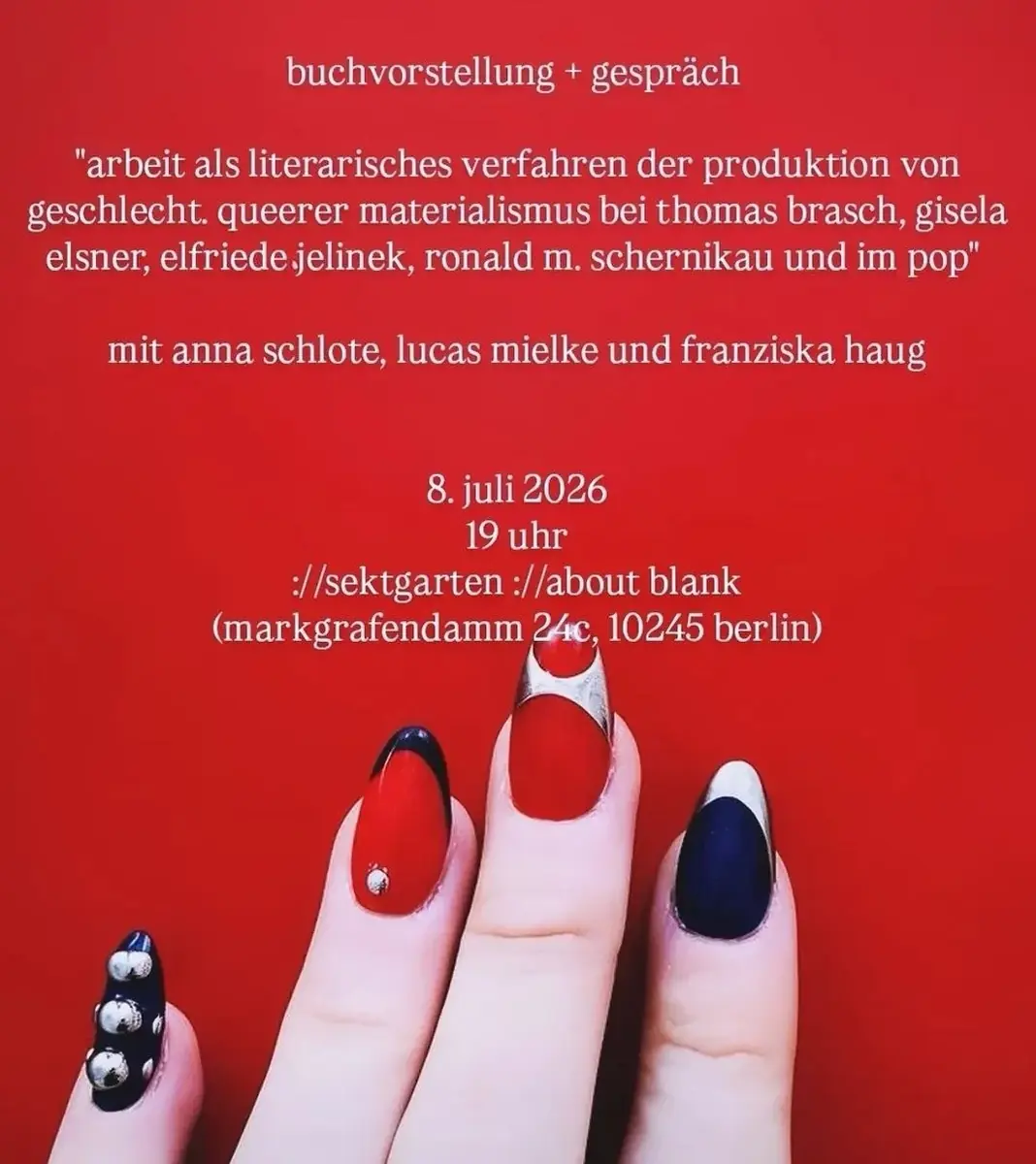 ://sektgarten x Moe: dreamy music & читання Franziska Haug [вхід вільний & open air] — ://about blank, Берлін