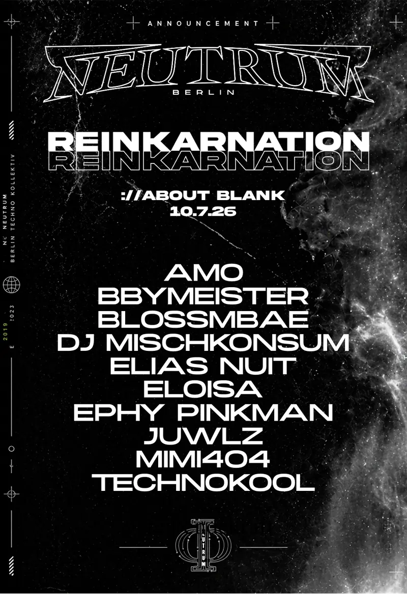 REINKARNATION w. Ephy Pinkman, ELOISA, DJ Mischkonsum, Technokool, MIMI404, Amo — ://about blank, Berlin