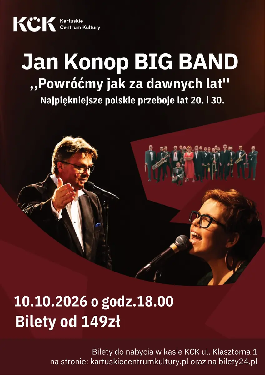Jan Konop BIG BAND ,,Powróćmy jak za dawnych lat'' — Kartuskie Centrum Kultury, Kartuzy