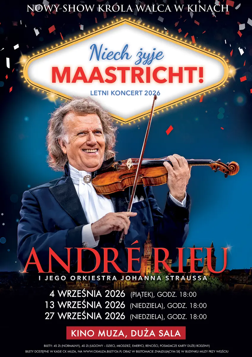 "André Rieu. Ať žije Maastricht!" - retransmise letního koncertu z Maastrichtu 2026 — Kulturní centrum MUZA v Lubíně, Lubin