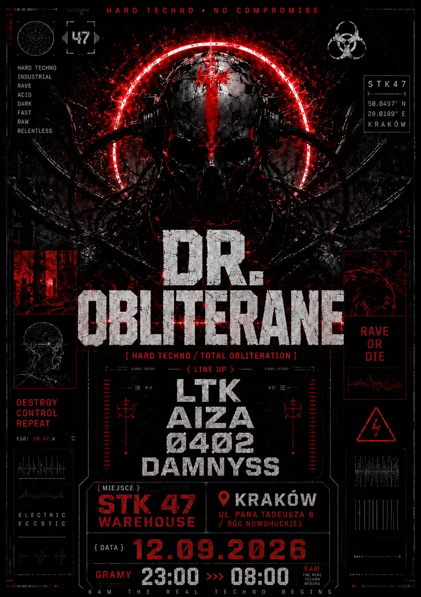 HARD NIGHT IN WAREHOUSE KRK DR.OBLITERANE — STK 47 WAREHOUSE, Kraków