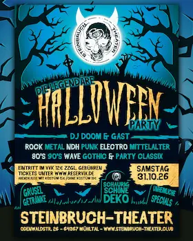 The Legendary Halloween Party 2026 — Steinbruch Theater, Mühltal