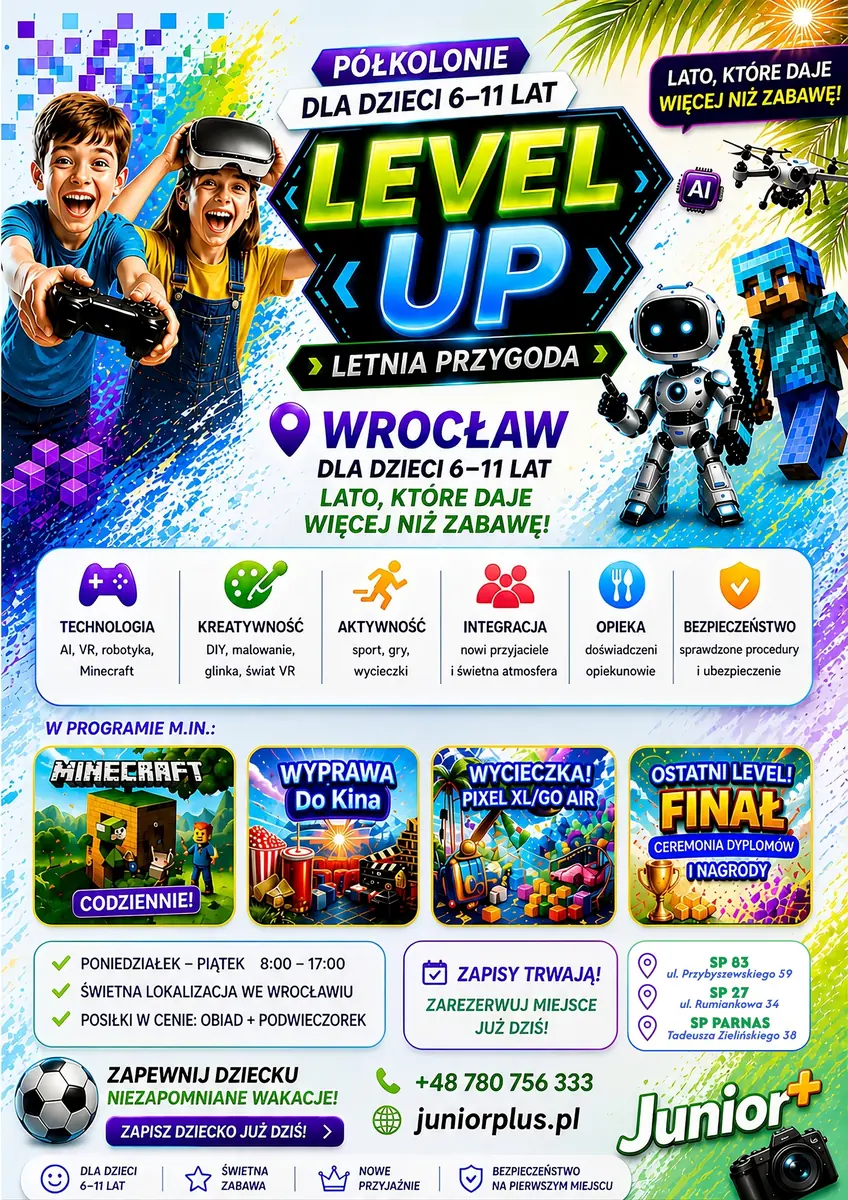 Level UP! Half-Day Camp — Prywatna Szkoła Podstawowa PARNAS, Wrocław