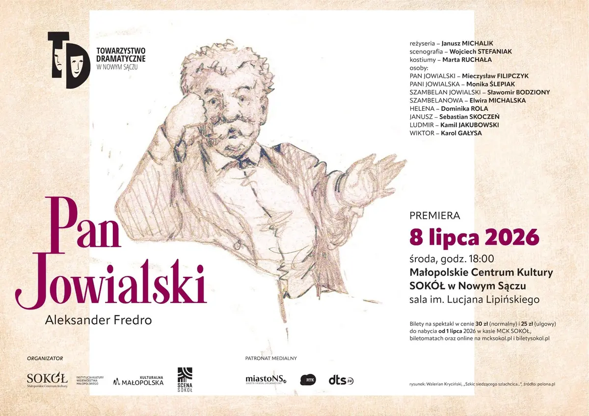Pan Jowialski - Teatr Towarzystwa Dramatycznego (SCENA SOKÓŁ) — Małopolskie Centrum Kultury „SOKÓŁ” w Nowym Sączu, Nowy Sącz