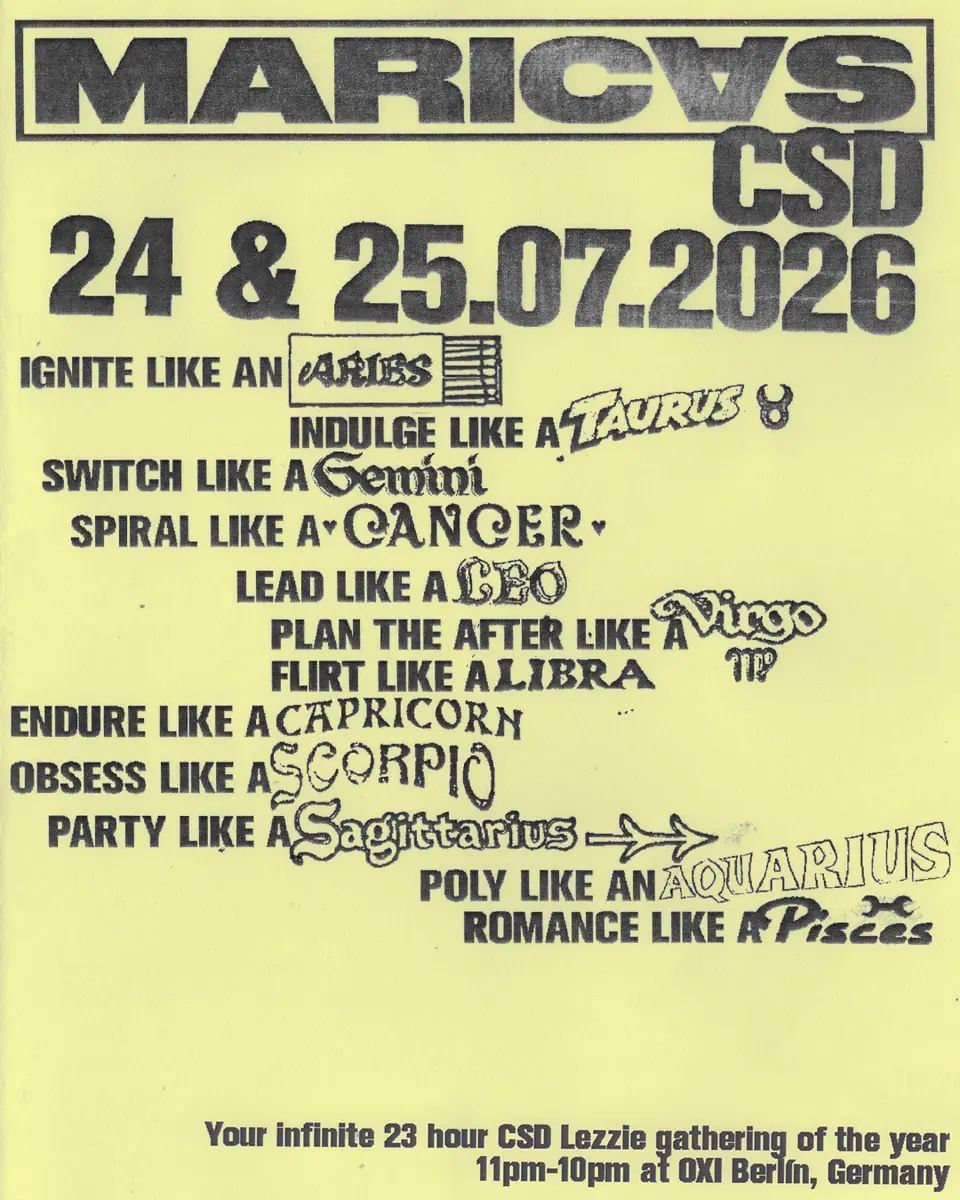 MARICAS CSD [23 ЧАСА - OPEN AIR + INDOOR] — OXI, Берлин