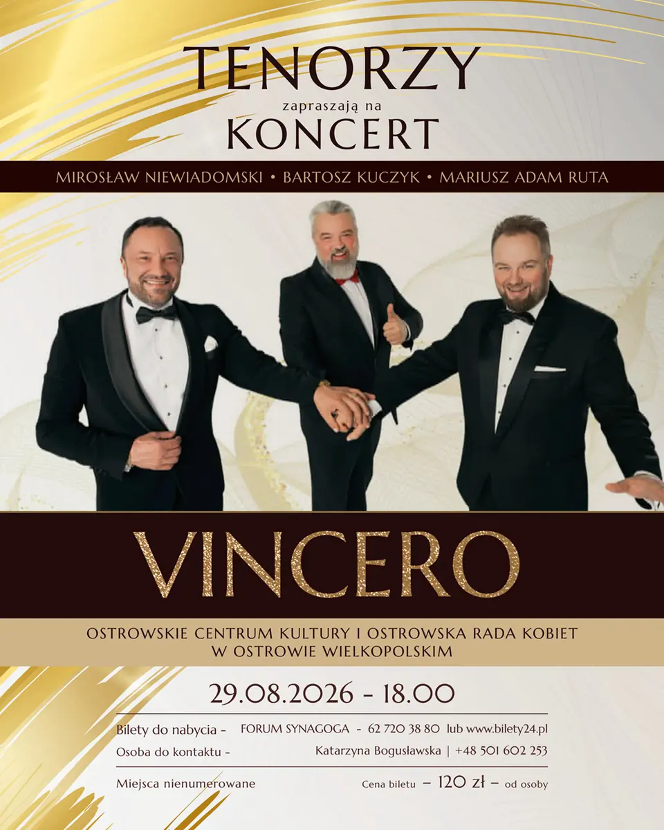 Koncert Trzech Tenorów | VINCERO — Forum Synagoga, Ostrów Wielkopolski