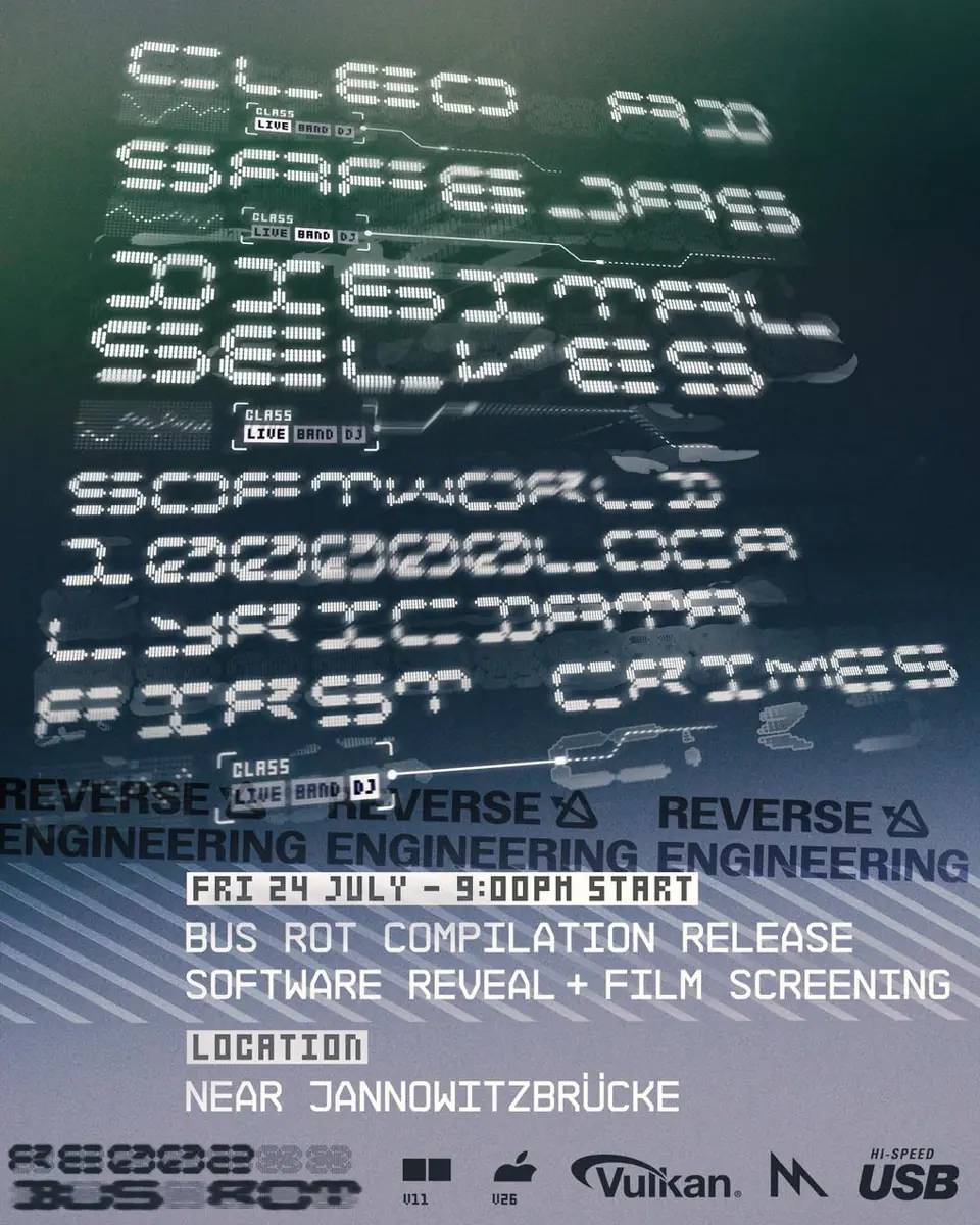 Reverse Engineering: BUS ROT compilation release party — 90mil, Berlin