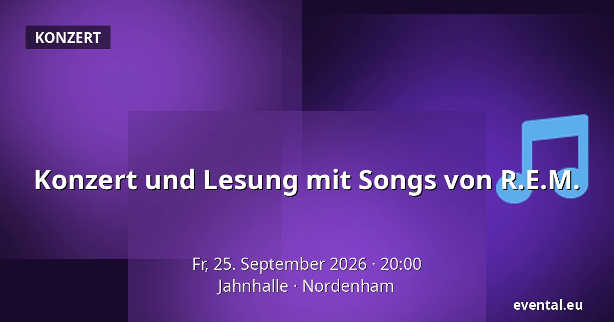 Konzert und Lesung mit Songs von R.E.M. — Jahnhalle, Nordenham