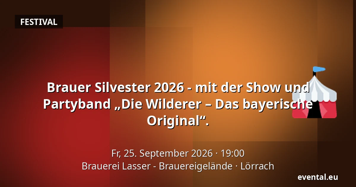 Brauer Silvester 2026 - mit der Show und Partyband „Die Wilderer – Das bayerische Original“. — Brauerei Lasser - Brauereigelände, Lörrach
