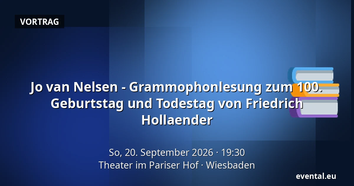 Jo van Nelsen - Grammophonlesung zum 100. Geburtstag und Todestag von Friedrich Hollaender — Theater im Pariser Hof, Wiesbaden