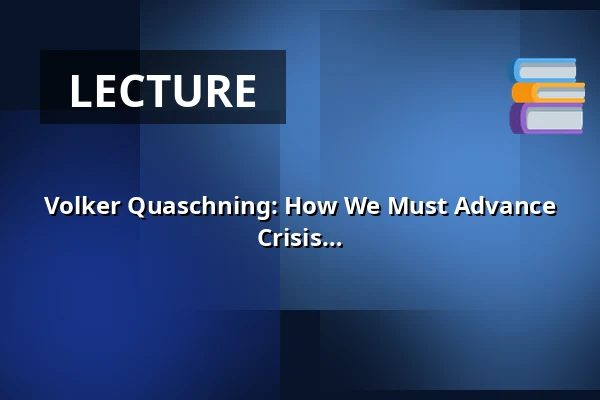 Volker Quaschning: How We Must Advance the Energy Transition to Stop the Climate Crisis — EWE Forum Alte Fleiwa, Oldenburg