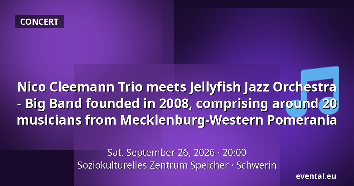 Nico Cleemann Trio meets Jellyfish Jazz Orchestra - Big Band founded in 2008, comprising around 20 musicians from Mecklenburg-Western Pomerania — Soziokulturelles Zentrum Speicher, Schwerin