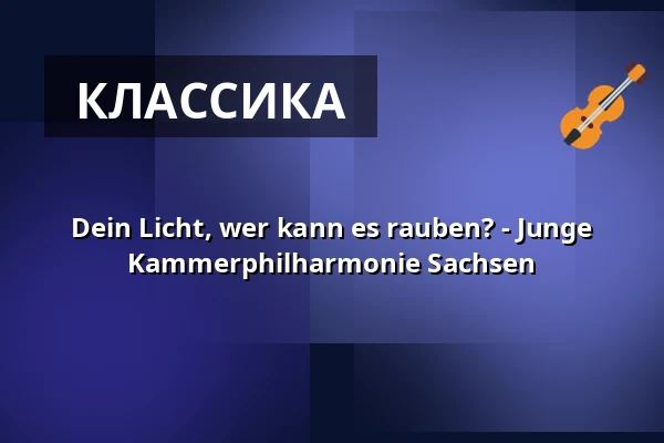 Dein Licht, wer kann es rauben? - Junge Kammerphilharmonie Sachsen — Gewandhaus zu Leipzig, Лейпциг