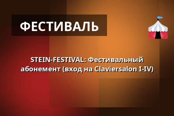 STEIN-FESTIVAL: Фестивальный абонемент (вход на Claviersalon I-IV) — Schaezlerpalais, Аугсбург