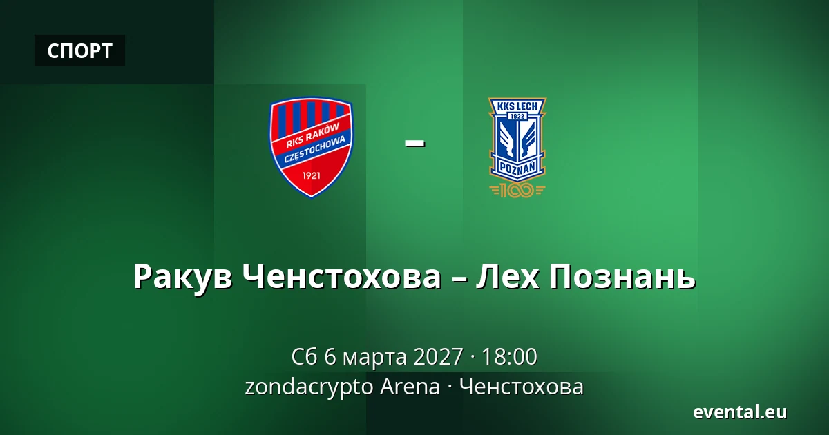 Ракув Ченстохова – Лех Познань — zondacrypto Arena, Ченстохова