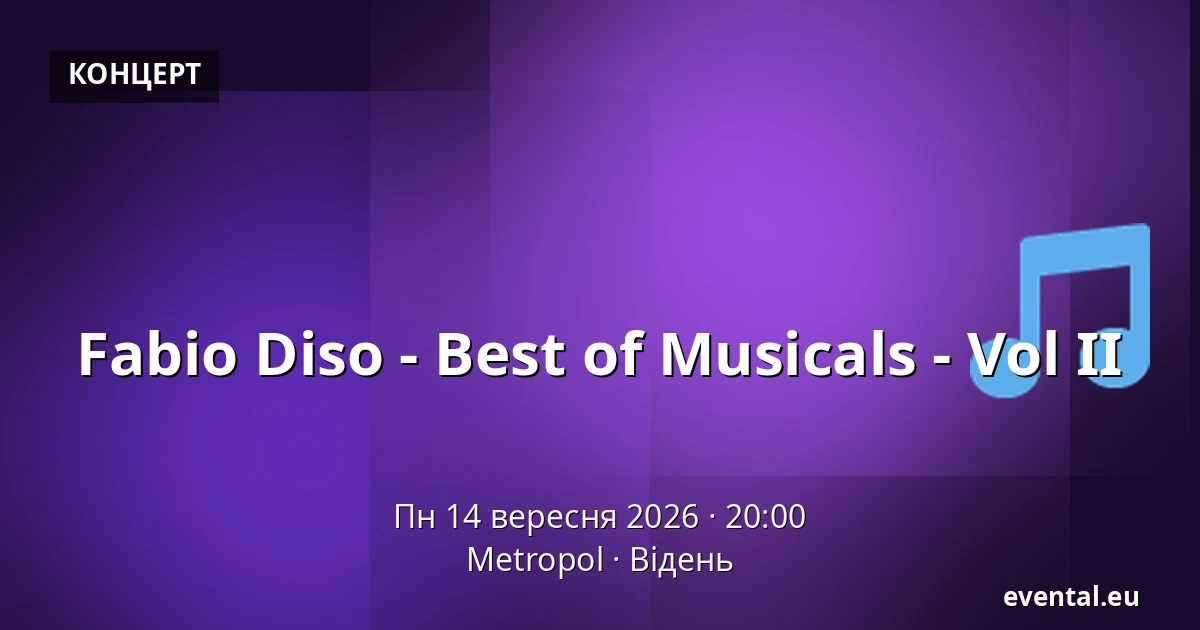 Fabio Diso - Best of Musicals - Vol II — Metropol, Відень