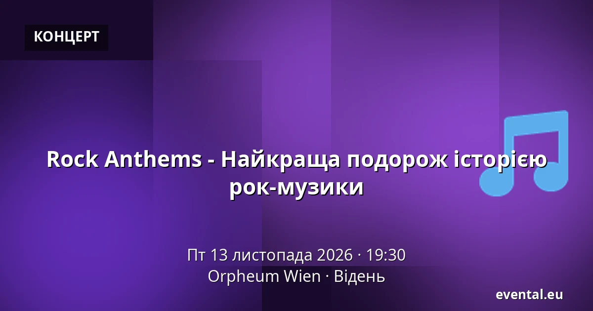 Rock Anthems - Найкраща подорож історією рок-музики — Orpheum Wien, Відень