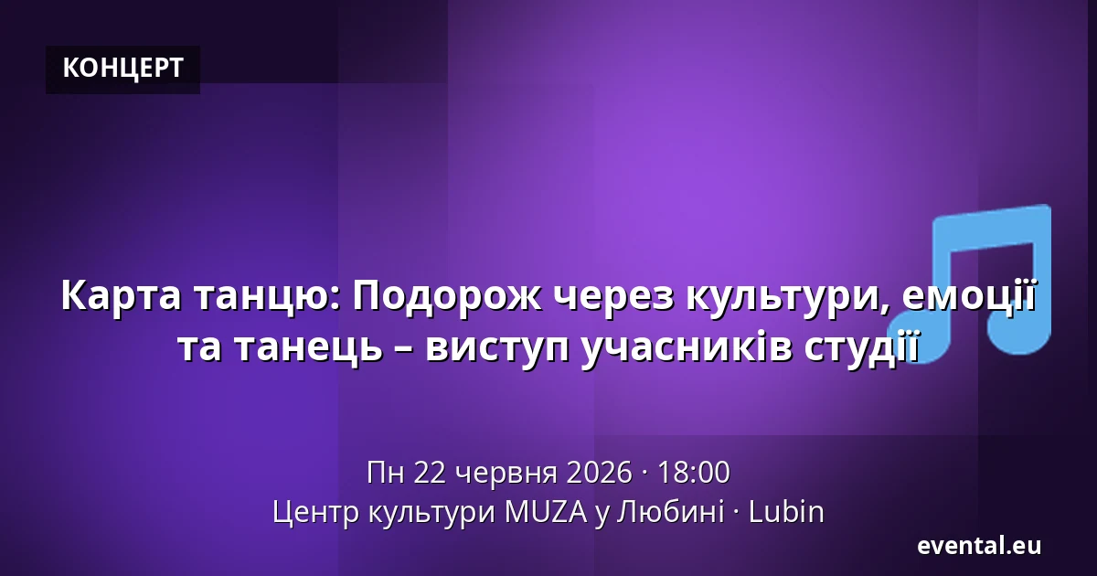 Карта танцю: Подорож через культури, емоції та танець – виступ учасників студії — Центр культури MUZA у Любині, Lubin