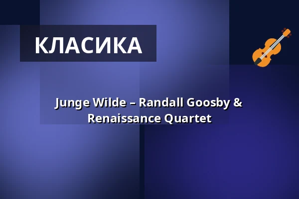 Junge Wilde – Randall Goosby & Renaissance Quartet — Konzerthaus Dortmund, Dortmund