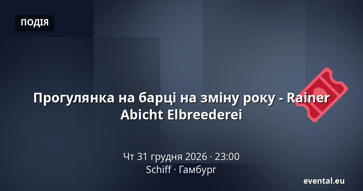 Прогулянка на барці на зміну року - Rainer Abicht Elbreederei — Schiff, Гамбург