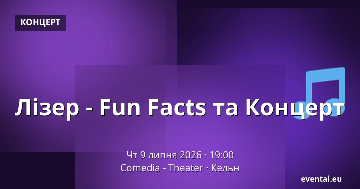 Лізер - Fun Facts та Концерт — Comedia - Theater, Кельн