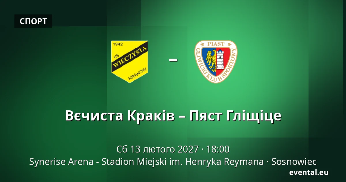 Вєчиста Краків – Пяст Гліщіце — Synerise Arena - Stadion Miejski im. Henryka Reymana, Sosnowiec