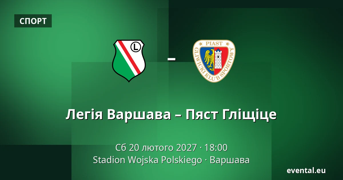 Легія Варшава – Пяст Гліщіце — Stadion Wojska Polskiego, Варшава
