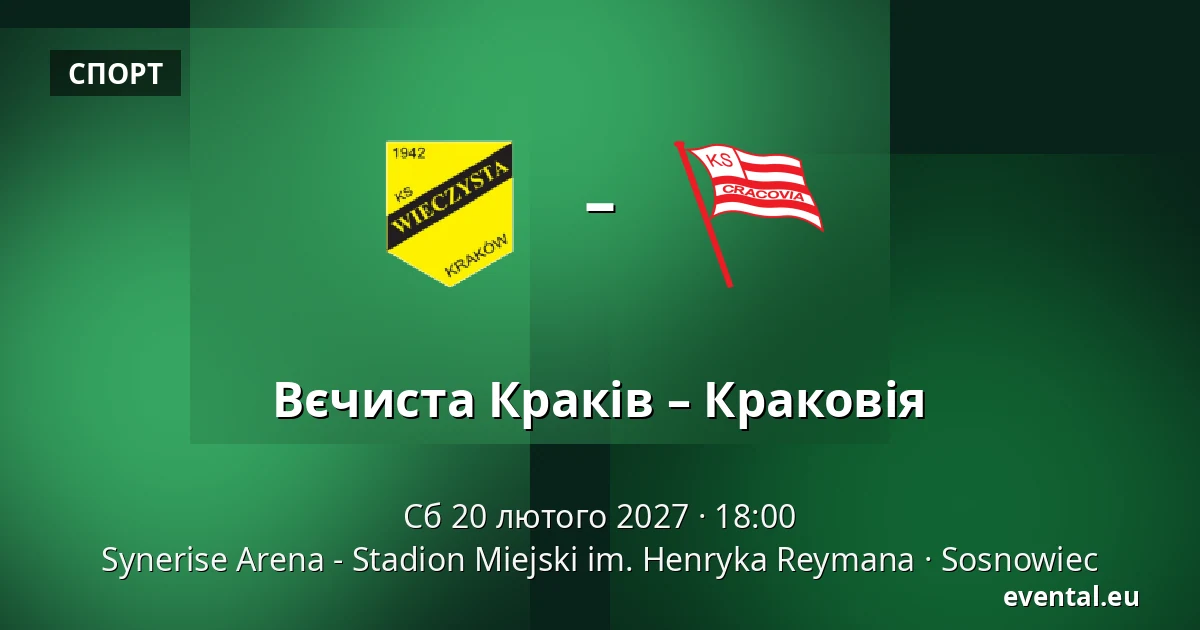 Вєчиста Краків – Краковія — Synerise Arena - Stadion Miejski im. Henryka Reymana, Sosnowiec